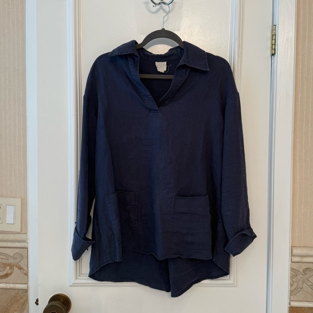 Linen Navy Blue Shirt